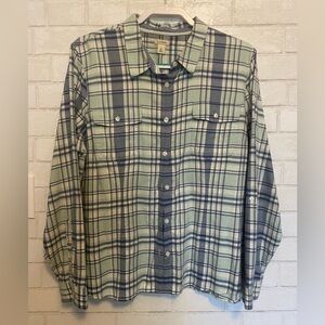LL Bean Top Womens XL Blue Plaid Freeport Flannel Casual Outdoor Classic